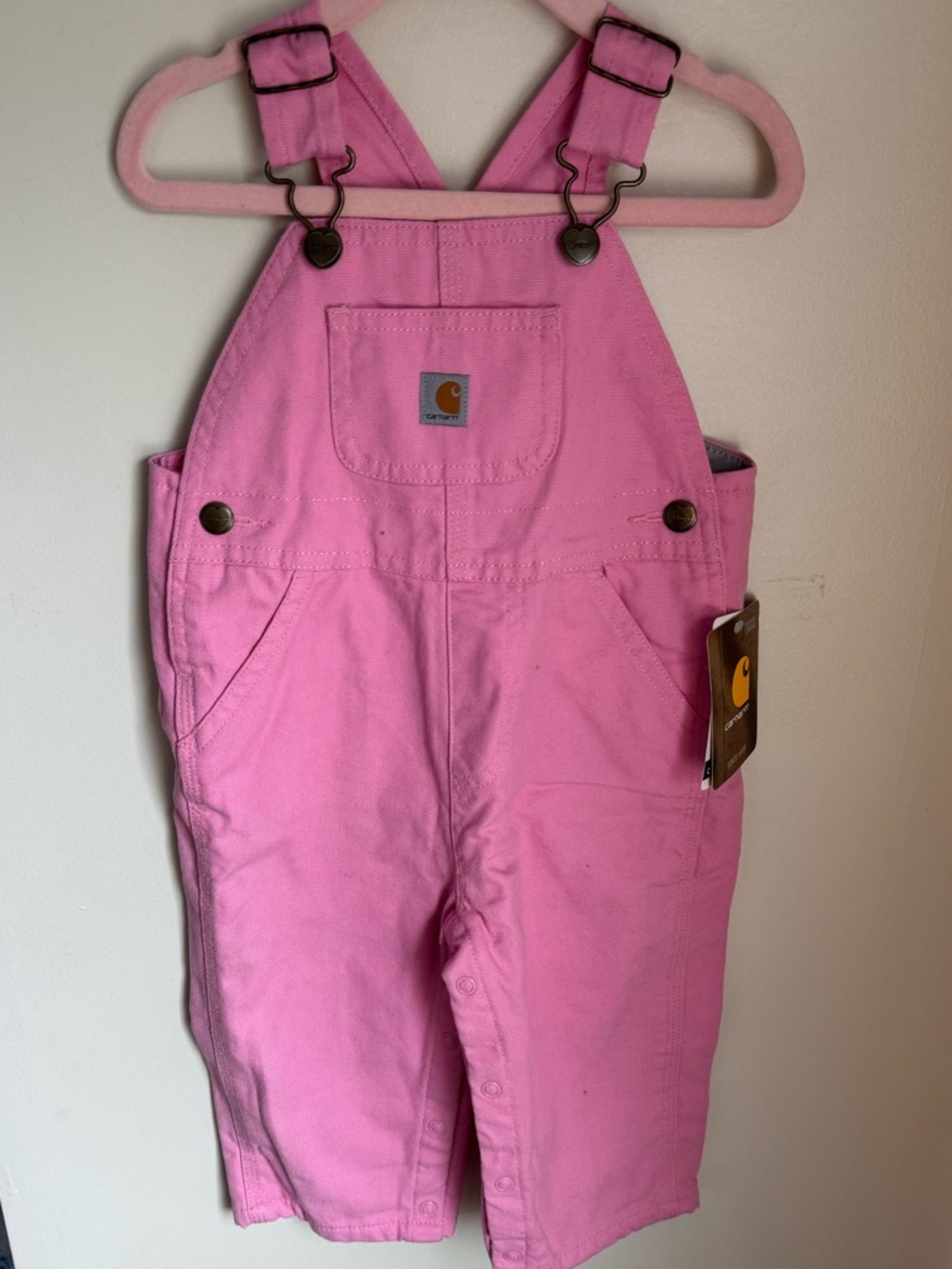 NWT Carhartt Pink Fleece Line Overalls Size 12M